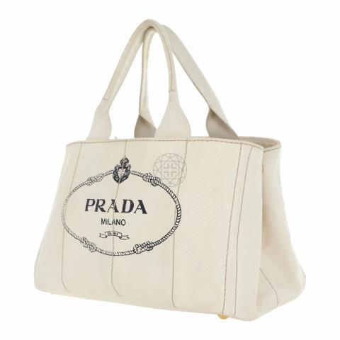 トートバッグ PRADA SAND CANVAS MEDIUM SHOPPING BAG Prada Large Linen Blend and Leather Tote Bag | Saks Fifth Avenue